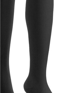 Unisex black 15–20 mmHg open toe knee high zipper compression socks